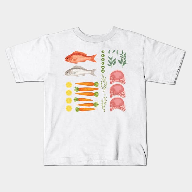 Meat Flat Lay Kids T-Shirt by SWON Design